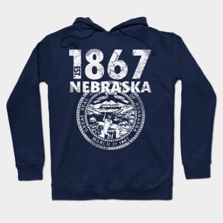 Nebraska State Flag Est 1867 Vintage Distressed Hoodie